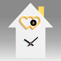 Contemporary cuckoo clock Art.gift 2602 lacquered with acrilic color dark yellow